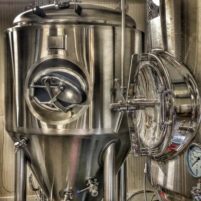 Fermentation vessels in the brewery